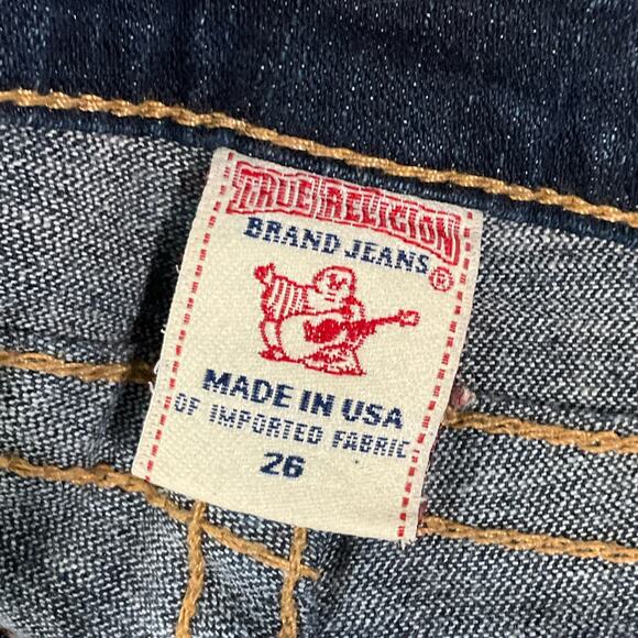 True Religion Womens Jeans Joey Twisted Seam Flare Leg Bootcut Dark Wash 26 x 32 - Picture 15 of 16